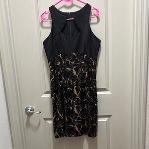 Cache Black and Gold Mini Dress
